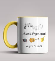 Kişiye Özel Müzik Öğretmeni Tasarımlı Siyah Renk Kupa Bardak 8 (Sarı)