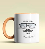 Kişiye Özel Love You Dad 2 Tasarımlı Siyah Kupa Bardak (Turuncu)