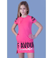 Toontoy Kız Çocuk Favour Baskılı Elbise (Fuşya)