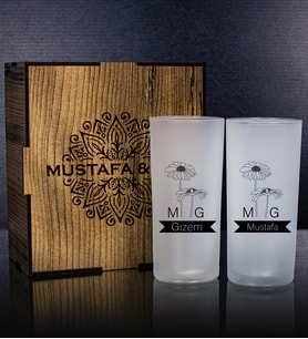 eJOYA Kişiye Özel Kutusunda 2'li Rakı Bardağı Hediye Seti 107188 (Bordo)