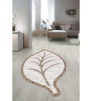 Dijital Baskılı Kaymaz Taban Yıkanabilir Lazer Kesim Salon Halısı Yolluk NLZR-SD-486 (Kahverengi)