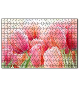 Cakapuzzle Pembe Laleler Görseli  Puzzle Yapboz MDF (Ahşap) (255 Parça)
