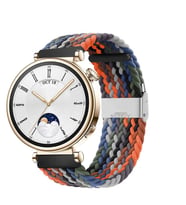 Sneezy Huawei Watch GT 4 41mm İle Uyumlu 18mm Metal Klips Solo Fiberlink Örgü Kordon (Beyaz - Turuncu - Siyah)