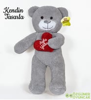 Kendin Tasarla 50 cm Kalpli Pelüş Ayıcık (Gri)