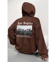 Unisex Los Angles  Baskılı Sweatshirt (Kahverengi)