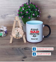 Babaya Hediye Kupa Bardak Beyaz ve Fotoğraflı Ahşap Anahtarlık Hediye Babaya Doğum Günü Hediyesi (Model 9)
