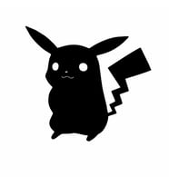 Pikachu Araba Stickeri siyah 20x18 CM (Siyah-Siyah)