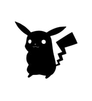 Pikachu Araba Stickeri siyah 20x18 CM (Siyah-Siyah)