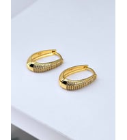 Zirkon Taşlı Oval Küpe (Gold)