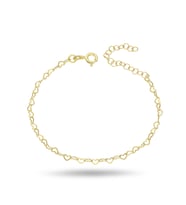 925 Ayar Gümüş Bağlantılı Kalpler Zincir Bileklik (Gold)