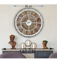 Markakanvas Gri Metal Kasalı Eski Dünya Haritalı Duvar Saati (Çap 50 cm - 80 cm ) (Bakır)