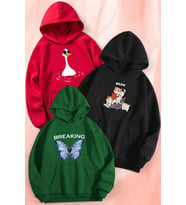 3'lu Paket Baskılı Oversize Unisex Sweatshirt (A.Kırmızı)