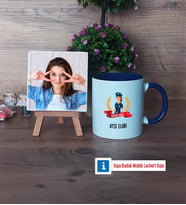 Kadın Polis Fotoğraflı Dekoratif Taş, Kupa Bardak Beyaz Hediye (Model 3)