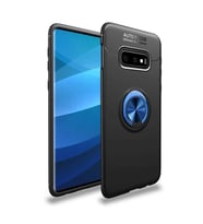 Samsung Galaxy S10E Kılıf Yüzüklü Magnetli Ravel Case (Siyah-Mavi)