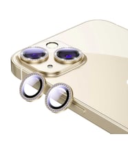 Apple iPhone 13 CL-06 Renkli Taşlı Kamera Lens Koruyucu (Gold)