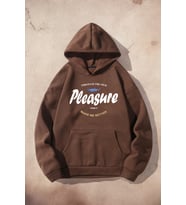 Pleasure Baskılı Oversize Sweatshirt (Kahverengi)
