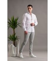 EVRYTİME SLİMFİT PAMUKLU ÇİZGİLİ YAKA DÜĞMELİ UZUN KOL ERKEK YAZLIK GÖMLEK (Bordo)