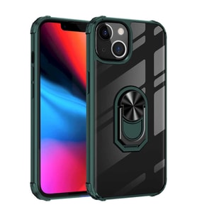 Uyumlu Model Apple iPhone 13 Mini Kılıf Şeffaf Sararmaz Yüzüklü Mola Kapak (Yeşil)