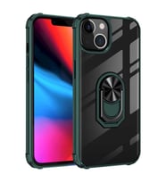Uyumlu Model Apple iPhone 13 Mini Kılıf Şeffaf Sararmaz Yüzüklü Mola Kapak (Yeşil)