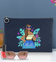BK Gİft Yaz Temalı-3 Astarlı Portföy Çanta 30x21cm(12 Renk Seçeneği), Baskılı El Çantası, Organizer Çanta (Lacivert)