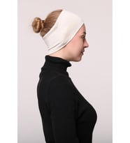 Kadın Penye Dikişsiz Tesettür Bandana Bone Spor Saç Bandı (Krem)