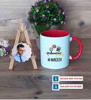 Muhasebeci Kupa Bardak Beyaz ve Fotoğraflı Ahşap Anahtarlık Hediye (Model 2)