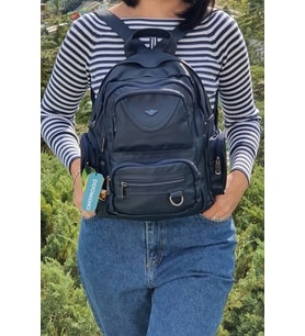 Nemo Group Sırt Çantası 14" Yıkama Yumuşak Deri 9 Cepli (Lacivert-Mavi)
