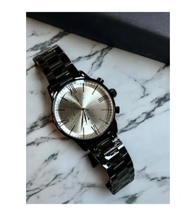 Premium Kasa Şık Her Tarza Uygun Erkek Kol Saati (Siyah-Gümüş)