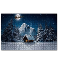 Cakapuzzle Kulübe Karlı Dağ Geyikler ve Noel Baba  Puzzle Yapboz MDF (Ahşap) (255 Parça)