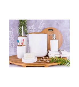 BAMBUM LENA - BANYO SETİ (Beyaz-siyah - 5 Parça) (Beyaz)