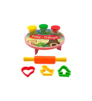 Play Dough Oyun Hamuru Seti Sofralı Merdaneli 3 Renk Hamurlu Kalıplı Oyun Hamuru Seti (Pembe)