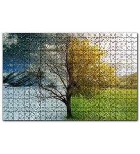 Cakapuzzle Yaz ve Kış Bir Arada  Puzzle Yapboz MDF (Ahşap) (500 Parça)
