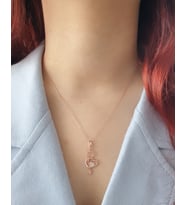 MAGRİB 925 ayar gümüş kedili kalpli gümüş kolye (Rose)