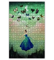 Cakapuzzle Kelebekler İle Uçan Kadın Soyut Puzzle Yapboz MDF (Ahşap) (500 Parça)