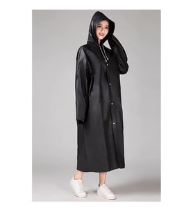 Kadın Erkek Yağmurluk Kapüşonlu Çıtçıtlı Eva Unisex Pratik Kapşonlu Yağmurluk XL Büyük Beden (Siyah)