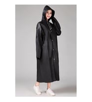 Kadın Erkek Yağmurluk Kapüşonlu Çıtçıtlı Eva Unisex Pratik Kapşonlu Yağmurluk XL Büyük Beden (Siyah)