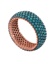 925 Ayar Tamtur Beş Sıralı Firuze Taşlı Gümüş Yüzük (Rose - Gold)