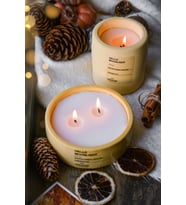 Mavi Renk Soya Wax Amber Vanilya Kokulu Dekoratif Hediyelik 2li Beton Saksı (Sarı)