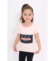 Toontoy Kız Çocuk Flamingo Baskılı Tişört (Pudra)