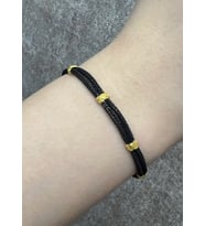Çift Zincir Oksitli Gümüş Kazaziye Bileklik : Altın - 19 cm : Altın - 21 cm : Altın-Gümüş - 19 cm (Altın-Siyah)