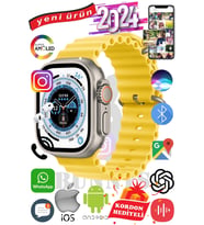 Omix X700 Uyumlu Akıllı Saat ULTRA MAX 2024 Kordon Hediyeli Amoled Ekran (Sarı)