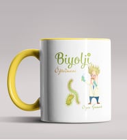 Kişiye Özel Biyoloji Öğretmeni Tasarımlı Siyah Renk Kupa Bardak 2 (Sarı)