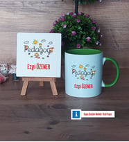 Pedagog Dekoratif Taş, Kupa Bardak Kırmızı Hediye (Model 13)