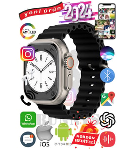 Casper Uyumlu Akıllı Saat ULTRA MAX 2024 Kordon Hediyeli Amoled Ekran (Siyah)