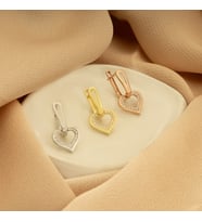 DKMN Gümüş Zirkon Taşlı Kalp Biçimli 925 Ayar Gold Renk Gümüş Küpe (Gümüş)