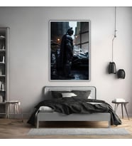 Metal Çerçeveli Temperli Cam Tablo Film Karakteri Batman (Gümüş)