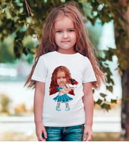 BK Gift Kişiye Özel Kız Çocuk Karikatürlü Siyah T-Shirt-15 (Beyaz)