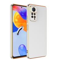 Xiaomi Redmi Note 12 Pro 4G Kılıf Kenarları Gold Kamera Korumalı Renkli Pastel Silikon Koyu Yeşil BARK (Beyaz)
