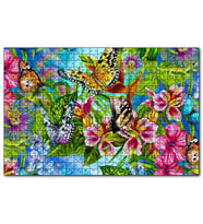 Cakapuzzle Rengarenk Çiçekler Üzerinde Rengarenk Kelebekler  Puzzle Yapboz MDF (Ahşap) (1000 Parça)