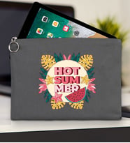 BK Gİft Yaz Temalı-8 Tablet Çantası 30x21cm(12 Renk Seçeneği), Ipad Çantası, Baskılı Tablet Kılıfı (Antrasit)